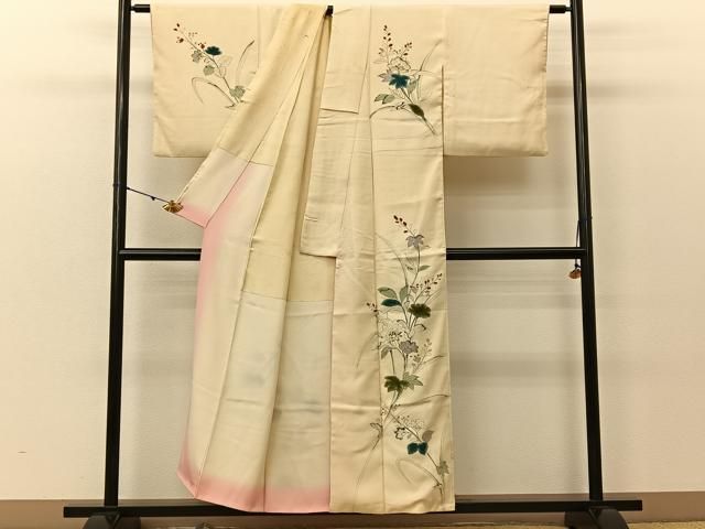 平和屋着物□訪問着 駒刺繍 四季花文 暈し染め 金彩 正絹 逸品 未使用