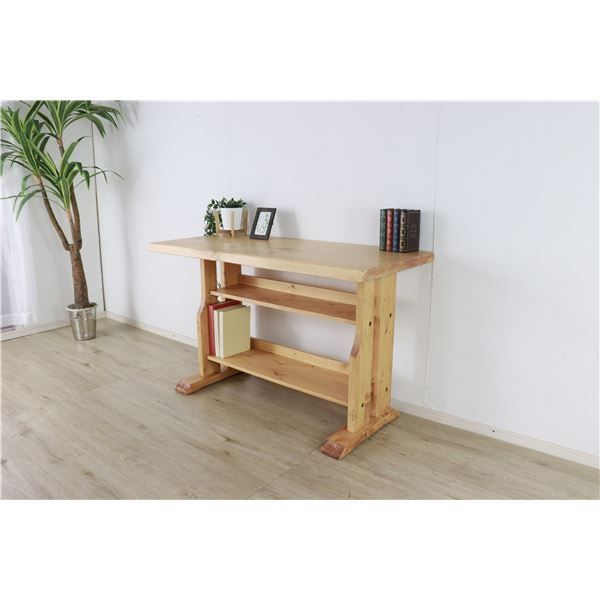 リビングデスク 約W120×D55×H74cm ライトブラウン 組立品 リビングデスク 約W120×D55×H74cm ライトブラウン 組立品【代引