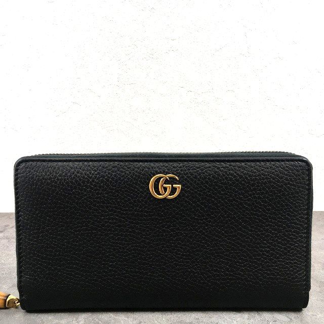 78 み GUCCI ジップウォレット 739499 バンブー ブラック
