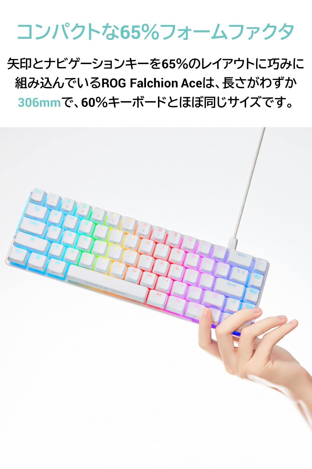 ASUS ゲーミングキーボード ROG Falchion Ace 65%レイアウト|ROG NXメカニカルスイッチ|デュアルUSB-C|タッチパネル|US配列|カバーケース付属|ROGスイッチスタビライザー|消音フォーム|FPS 正規品
