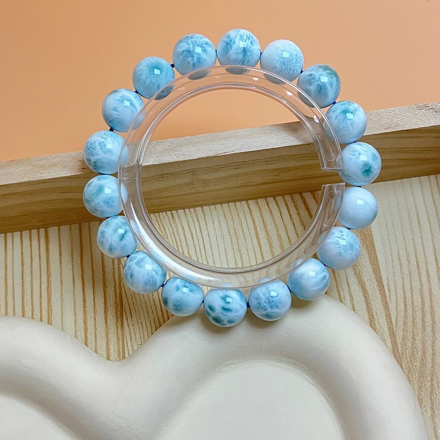 EU製 ドミニカ共和国産のラリマー ペクトライト パワーストーン ブレスレット 天然石 開運 金運 プレゼント 約10.8-11.4mm ZB9467