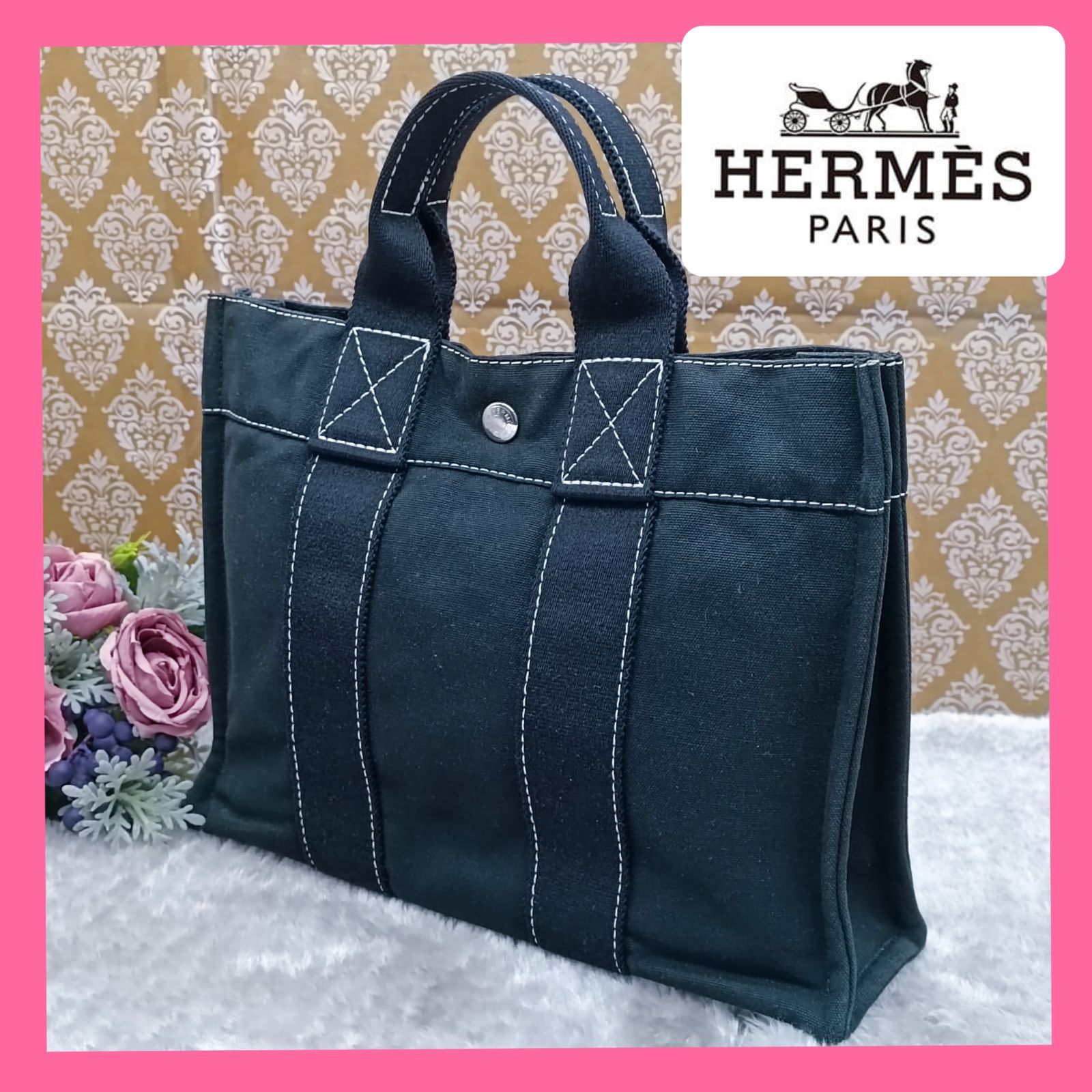 HERMES 》 エルメス フールトゥPM フールトゥ ハンドバッグ トートバッグ 定番 人気 キャンバス 廃番商品 ステッチ ブラック ユニセックス  送料無料・匿名配送・最短即日発送いたします！ 1101 - メルカリ