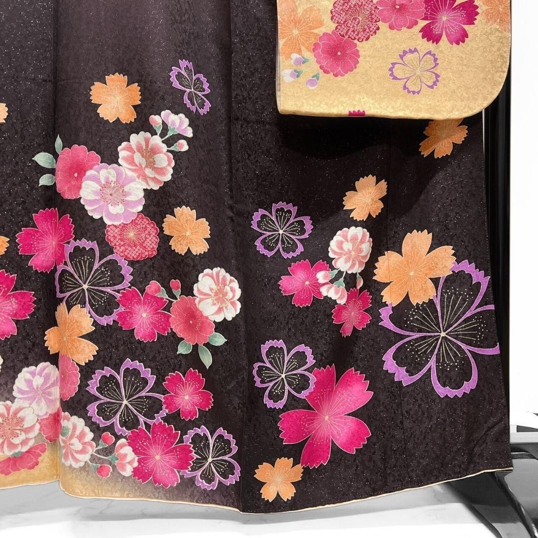 振袖 金駒刺繍 銀通し 桜花模様 花模様 成人式 晴れの日 着物 044a p
