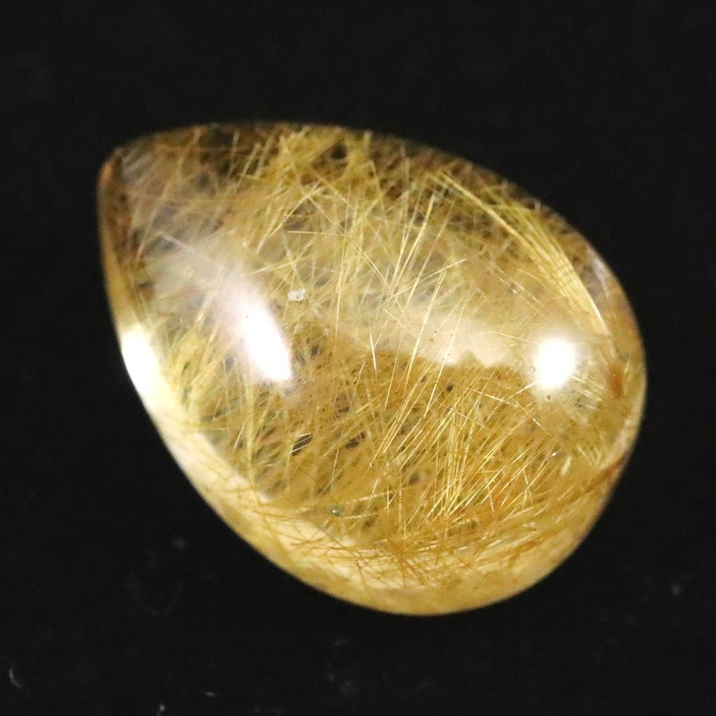 ヒマラヤ マニハール産 ゴールドルチル入り 水晶 ティアドロップ型 ルース 11.7ct 榎本通商43448