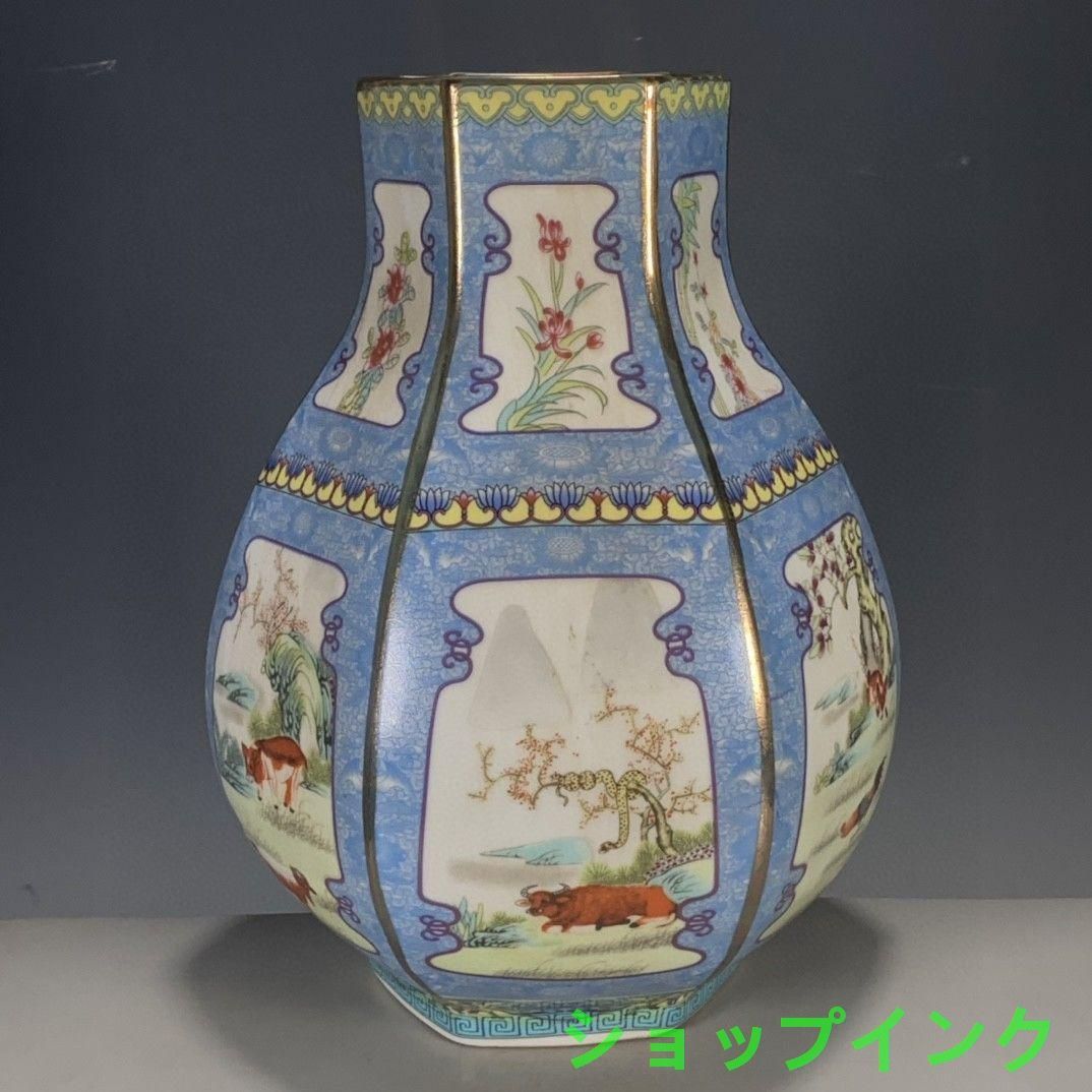 緑地パステル人物松鶴将軍缶 景徳鎮 陶磁器 装飾品 現代工芸品 美術品 置物 青花喜字紋将軍缶 景徳鎮 陶磁器 装飾品 現代工芸品 美術品 置物