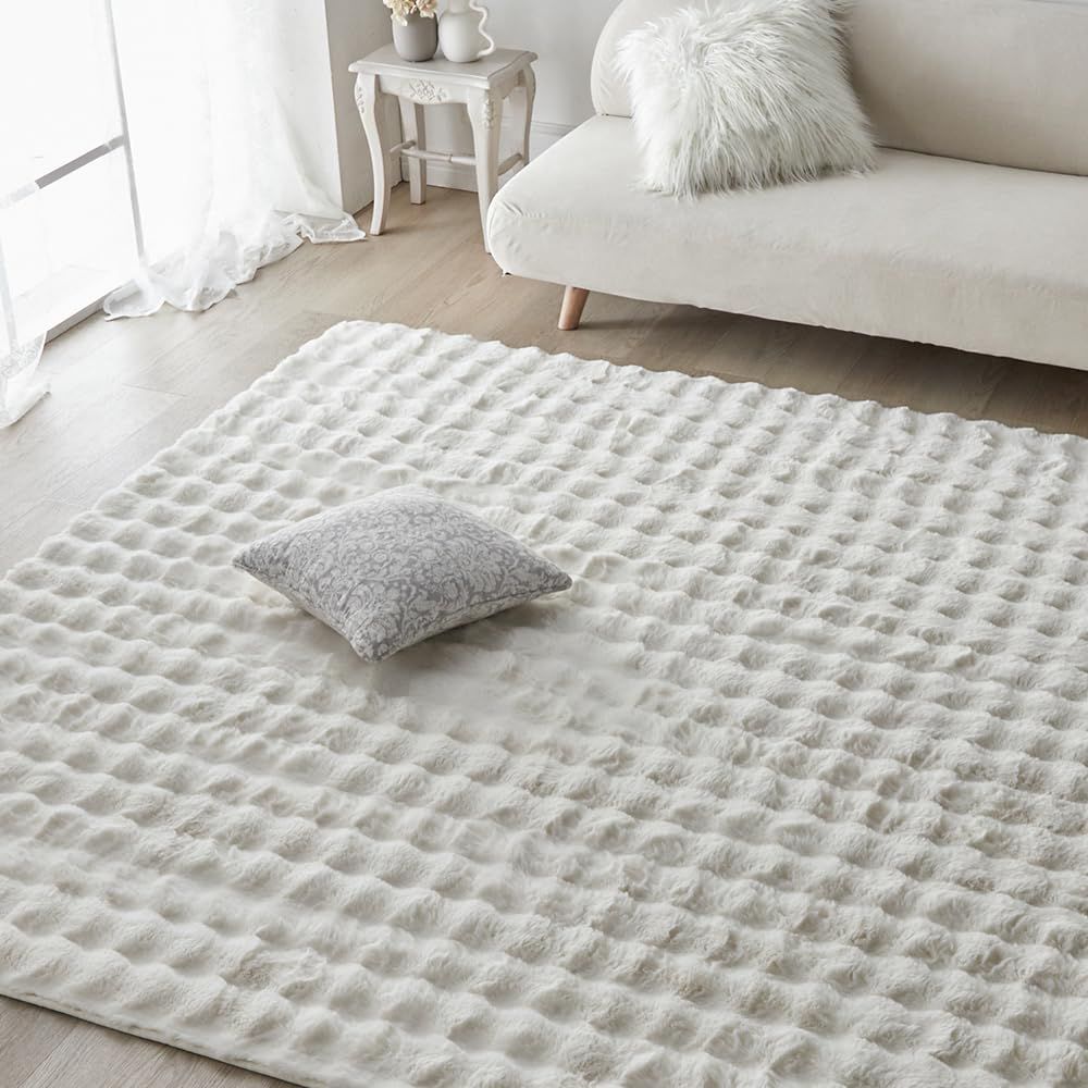 アイリスプラザ カーペット もこもこ ラグ じゅうたん もこふわラグ 暖かい ホットカーペット可 床暖房可 洗える おしゃれ ウレタンクッション 200×240cm アイボリー