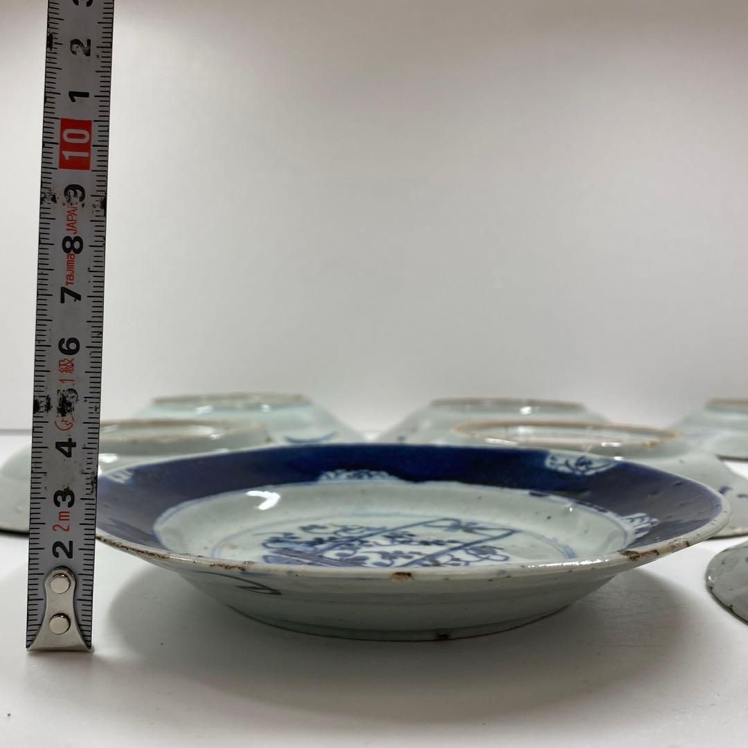 中国明時代　古染付中皿8枚　直径約16㎝　東Y6-1205②タエチ 専用中国明時代 古染付中皿8枚 直径約16㎝ 東Y6-1205②タエチ