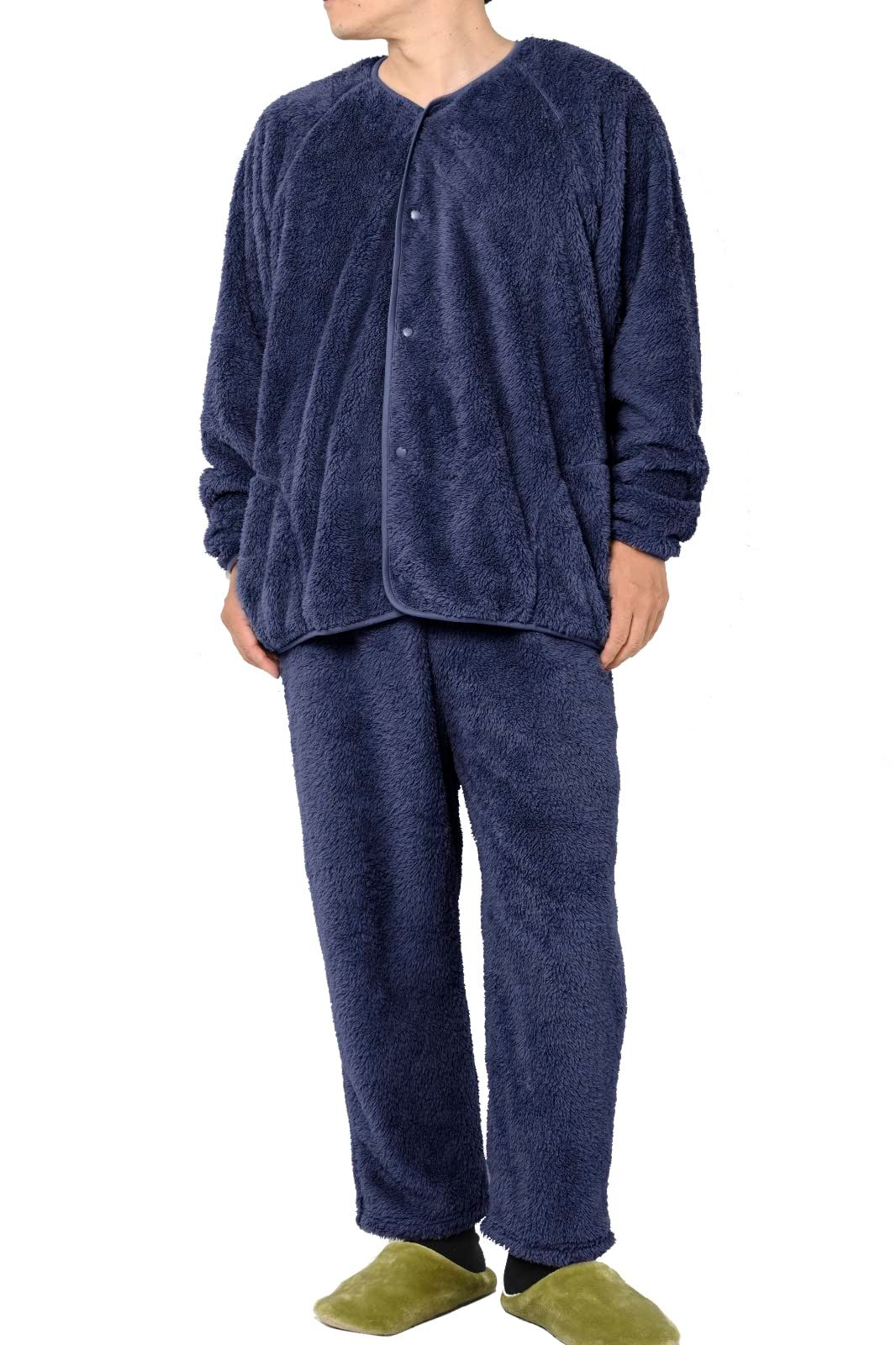 チャンピオン] ルームウェア 長袖長パンツ フリース メンズ ネ－ビブル－ [ネ－ビブル－] [Free Size]（アウニイ] パジャマ メンズ  シープボア ラウンドトップス ラウンドネック 秋 冬 セットアップ 長袖 ロング パンツ カジュアル 部屋着 シンプル かわいい フワフワ ...