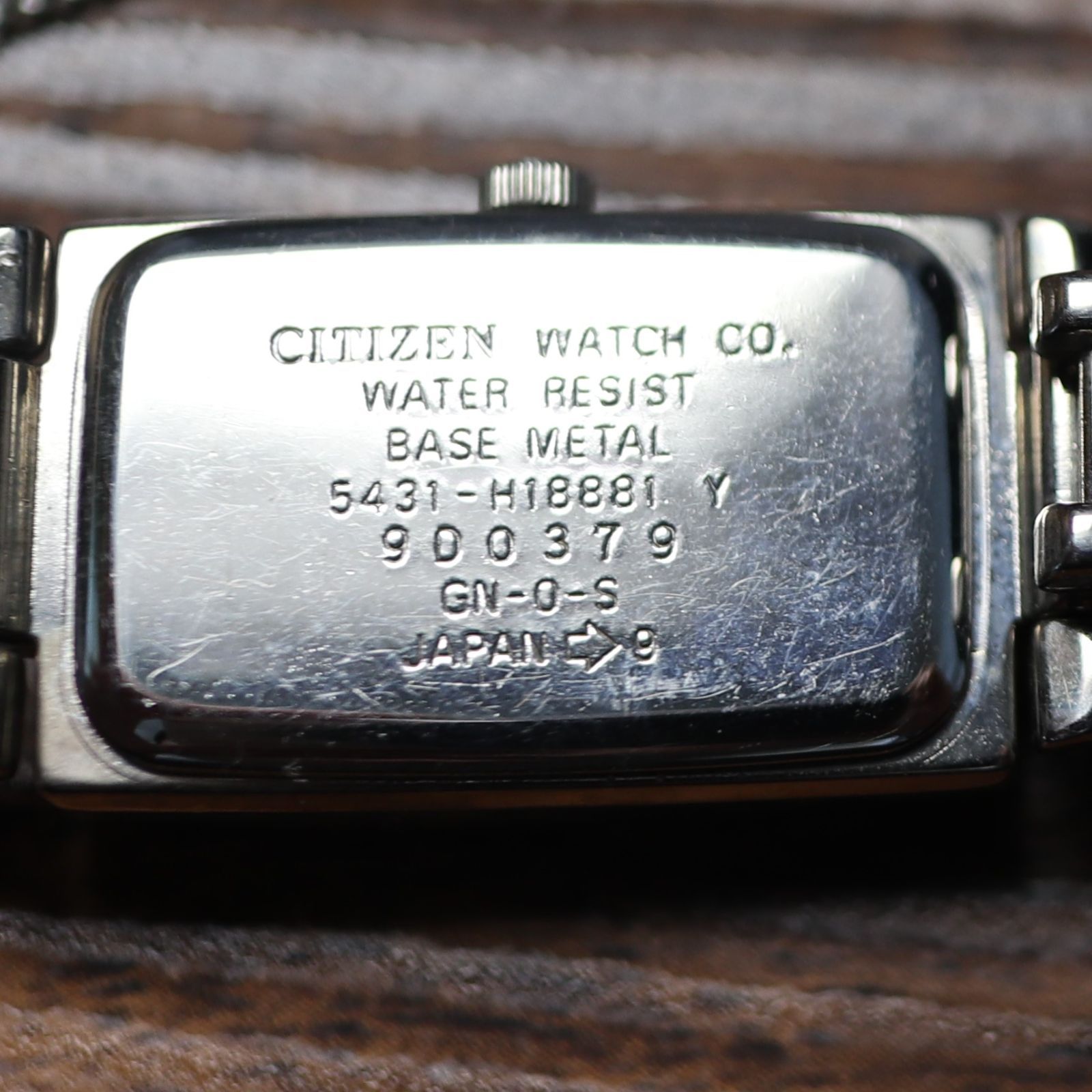 【稼働品】CITIZEN シチズン CLETIA レディス 腕時計 レクタンギュラー 長方形 シルバー SS クリアブルー 文字盤 チェーン