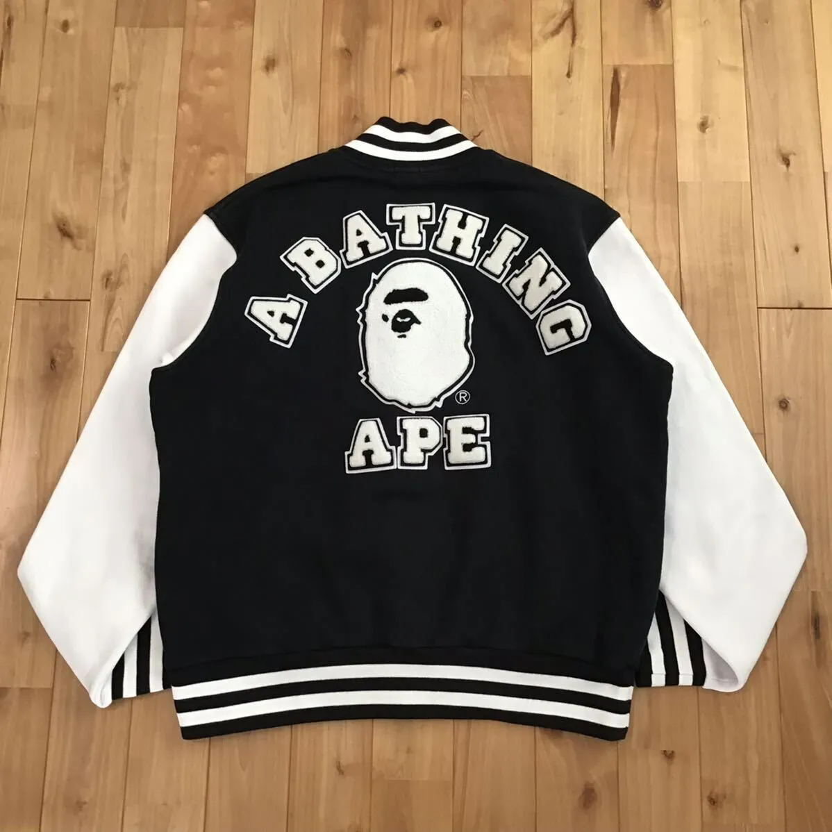 BAPE LOGO スウェット スタジャン Lサイズ a bathing ape sweat varsity jacket エイプ ベイプ  アベイシングエイプ vintage NIGO | Shop at Mercari from Japan! | Buyee