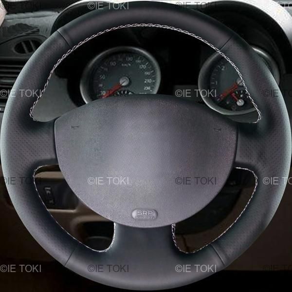 黒人工皮革ハンドステッチ車のステアリングホイールカバールノー