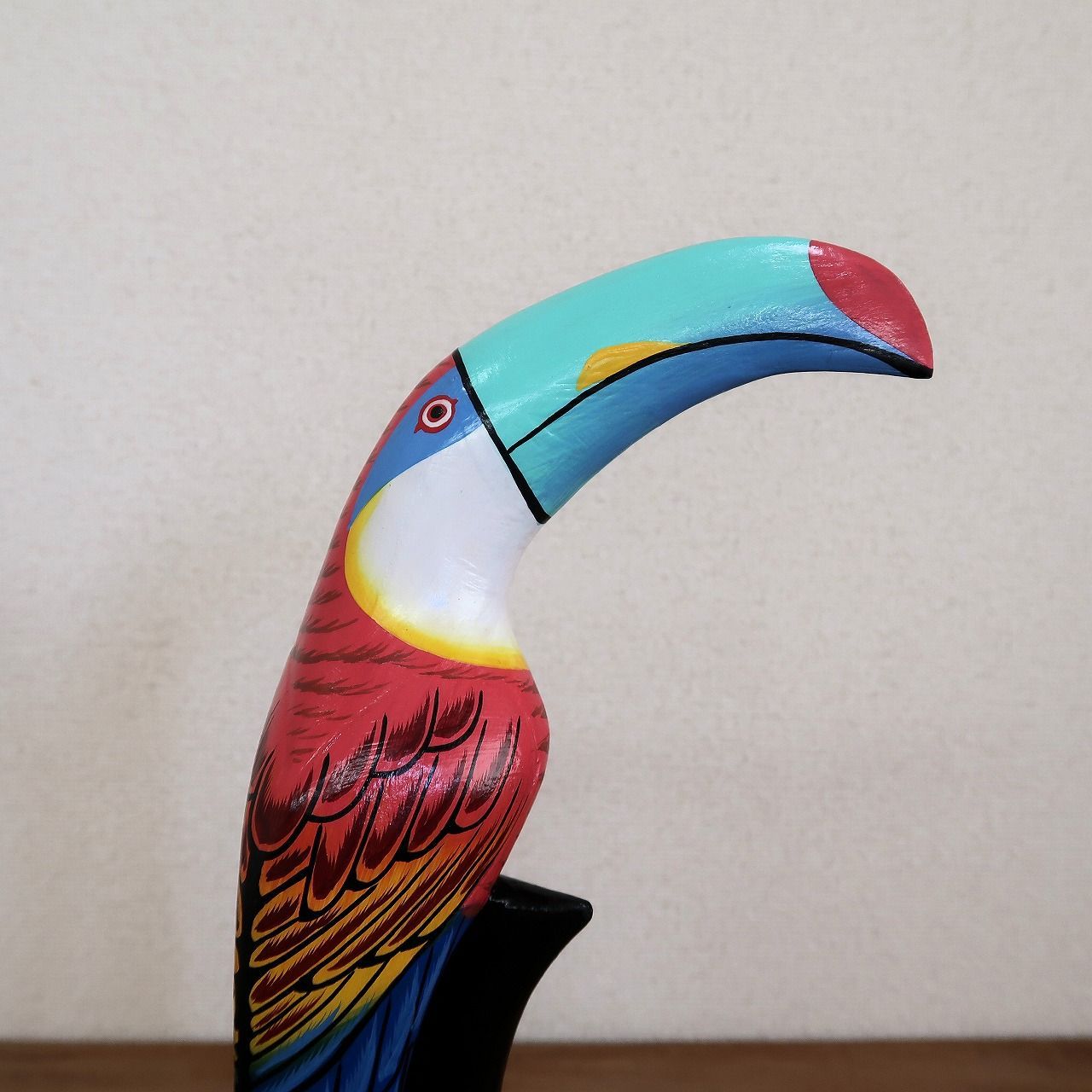 オオハシの木彫り 45cm レッド カラフル リゾートインテリア バード 