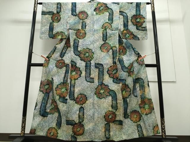 平和屋着物∴夏物 浴衣 有松鳴海絞り 舞花文 綿 CAAY4622ng