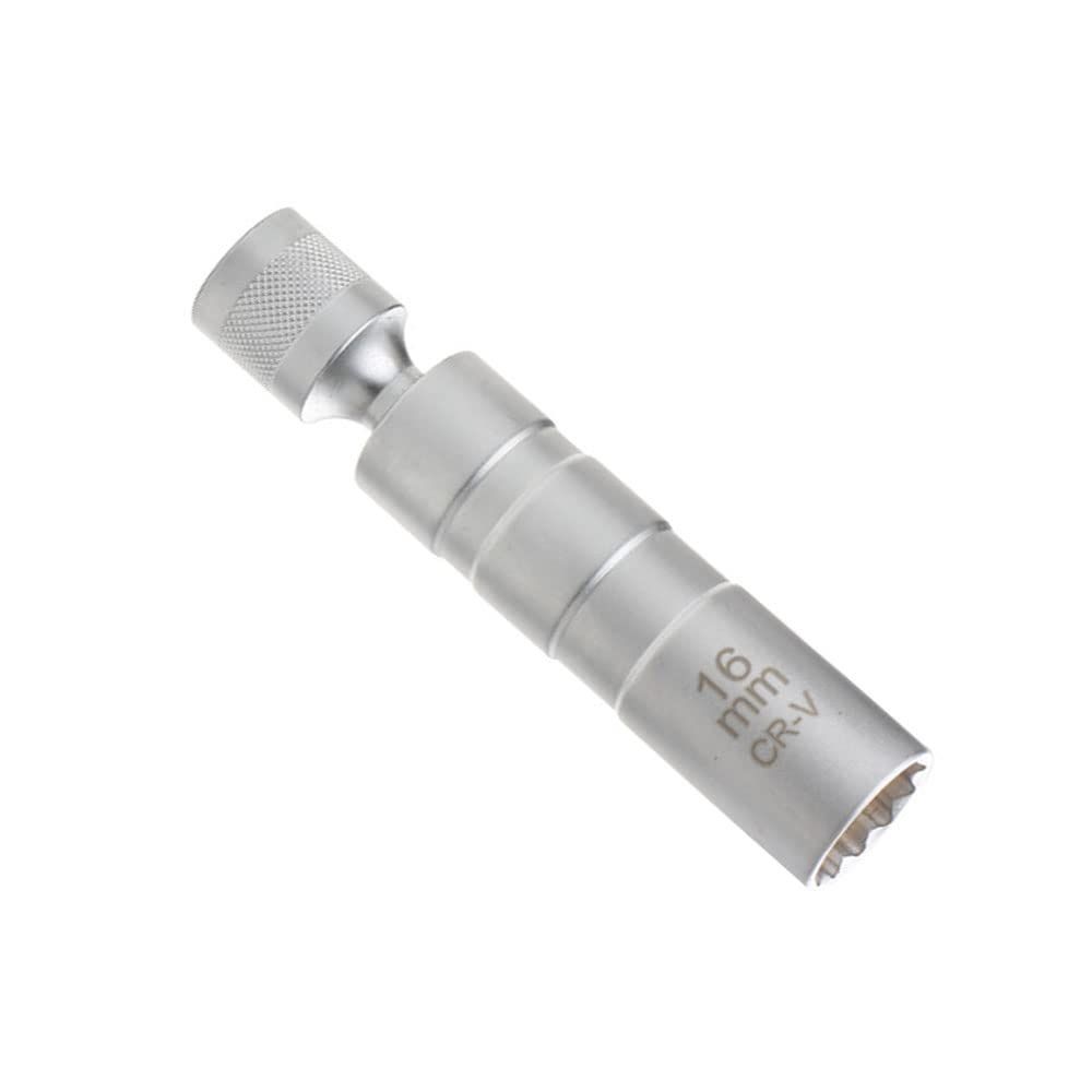 Size:16mm プラグレンチ スパークプラグレンチ ユニバーサルソケット 360度回転 12角薄壁 差込角3/8＂ マグネット付 プラグレンチ 16mm