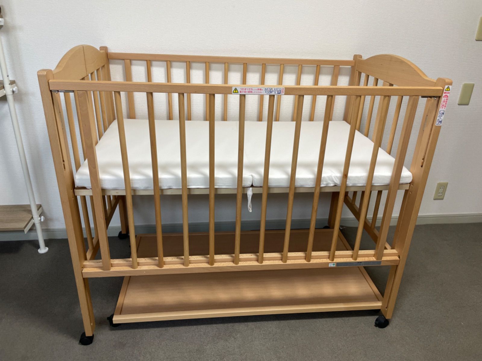 木製　折りたたみ　ベビーベット　石崎家具　スリーピー 美品石崎家具 スリーピー ベビーベッド ワンタッチ チェリッシュ