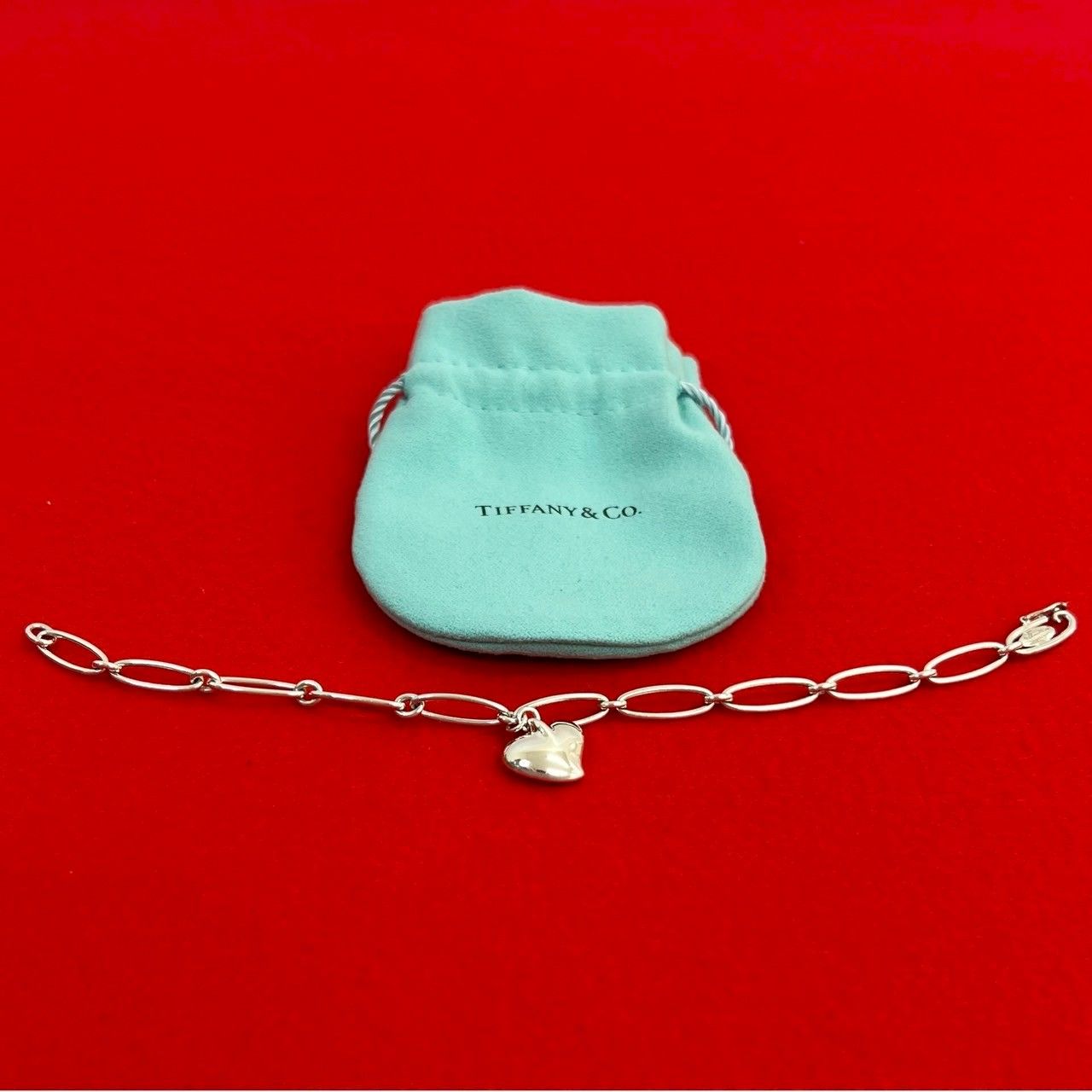 袋付き TIFFANY-Co. ティファニー カーブド ハート シルバー925 チェーン ブレスレット アクセサリー 小物 シルバー 95582