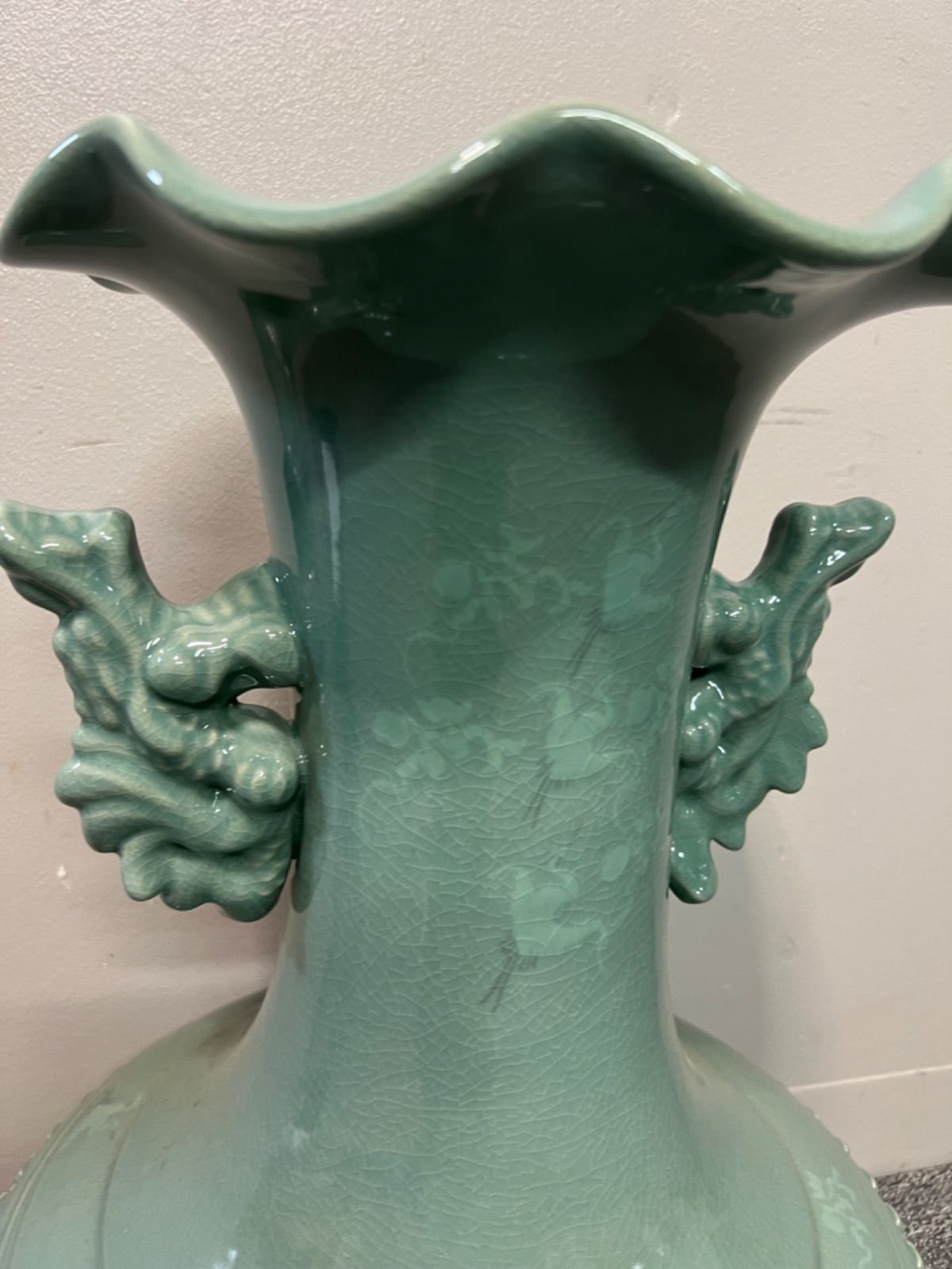 中国、花瓶、青磁、大型、華道、茶道、工芸品、焼物、骨董、置物 ⭐︎ 中国、花瓶、青磁 大型 華道 茶道 工芸品 焼物 骨董 置物