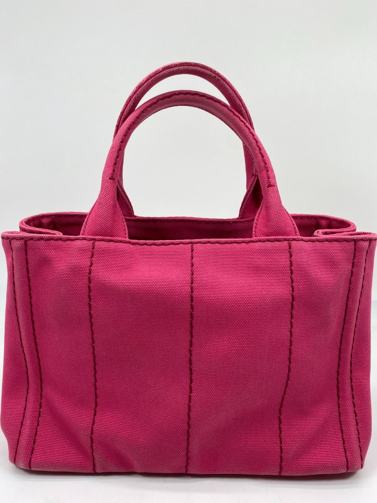PRADA カナパ トートバッグ 三角ロゴ デニム Sサイズ 7254 PRADA】トートバッグ カナパ デニムバッグ 三角ロゴプレート