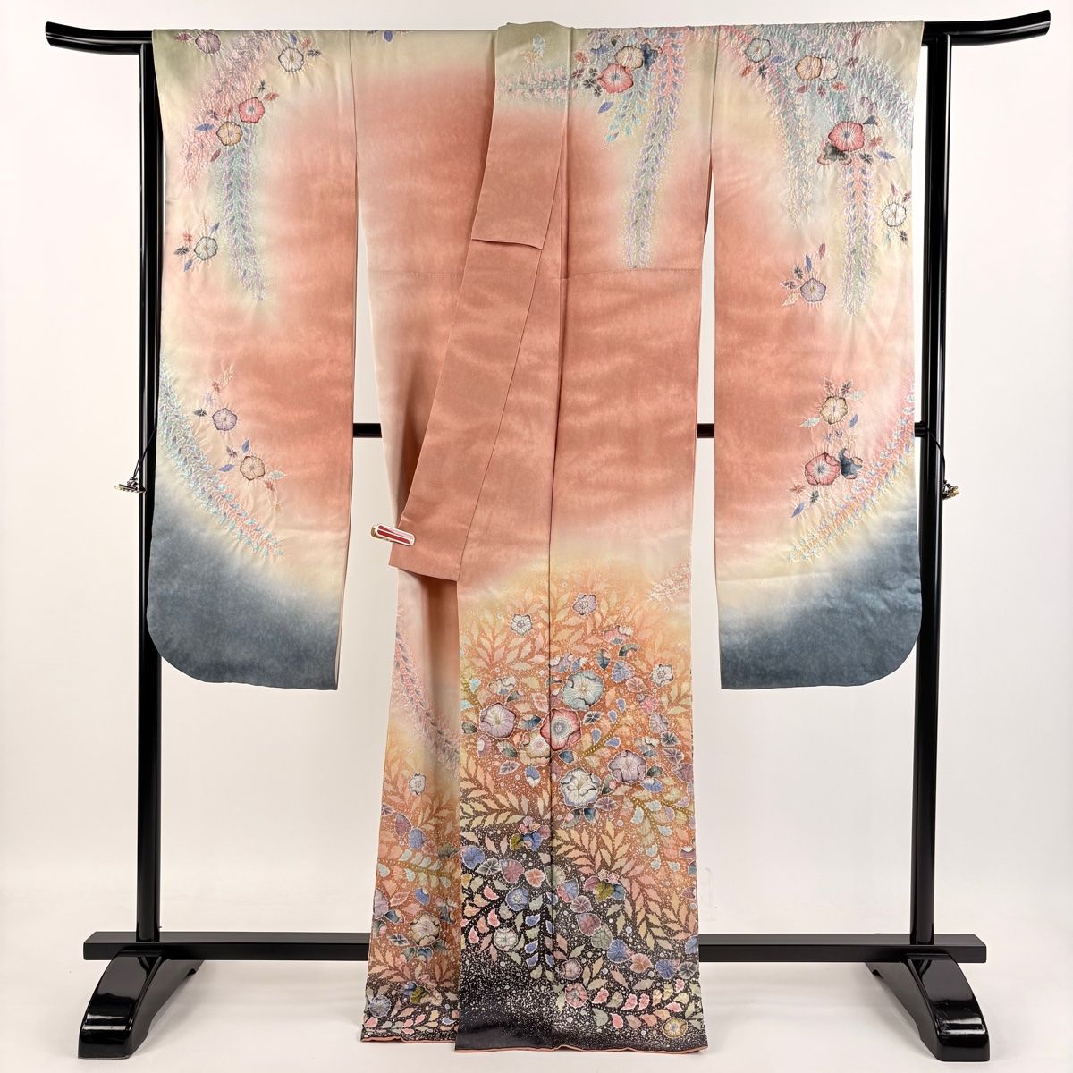 きれいな辻ヶ花振袖　裄丈70cm 振袖 身丈167.5cm 裄丈70cm L 袷 辻が花柄 草花 金通し 絞り