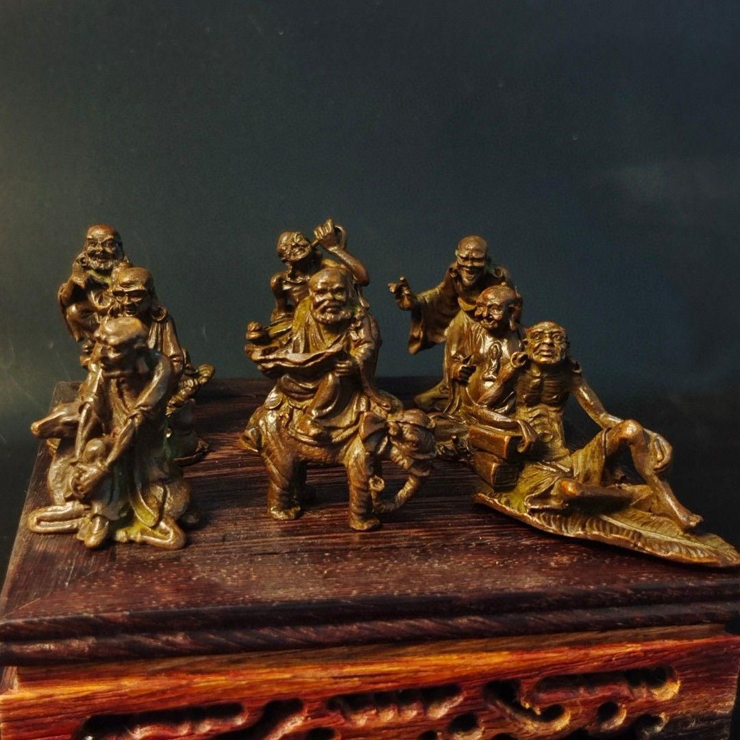銅細工 八仙仏像図 書道具 文房具 銅器 置物 工芸品 装飾品 仏具