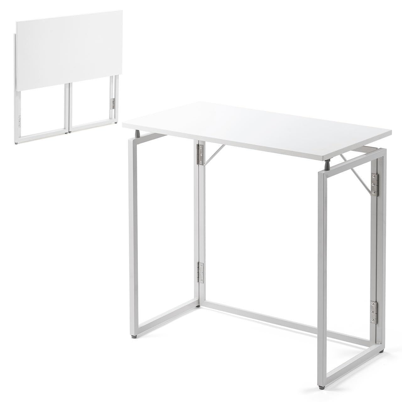在庫 耐荷重20㎏ 幅73×奥行40×高さ70cm 完成品 コンパクト パソコンデスク 折り畳みテーブル 折りたたみデスク ホワイト サンワダイレクト 100-DESKH075W