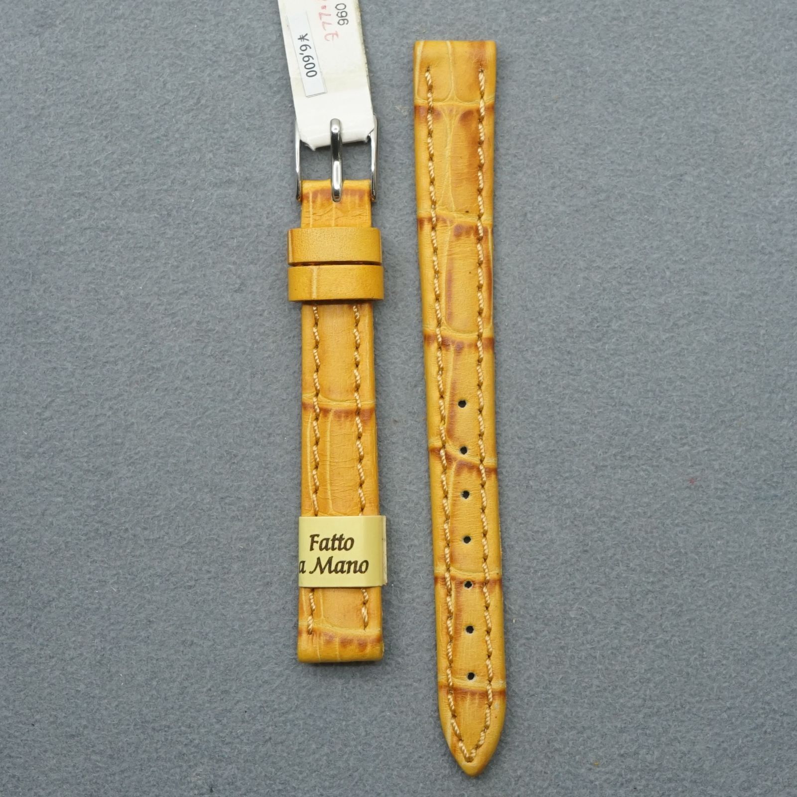 デッドストック品 モレラート MORELLATO BOLLE アリゲーター型押しカーフ レザー イエロー 12mm 時計バンド 時計ベルト バンド交換 人気 おしゃれ 25-M-348