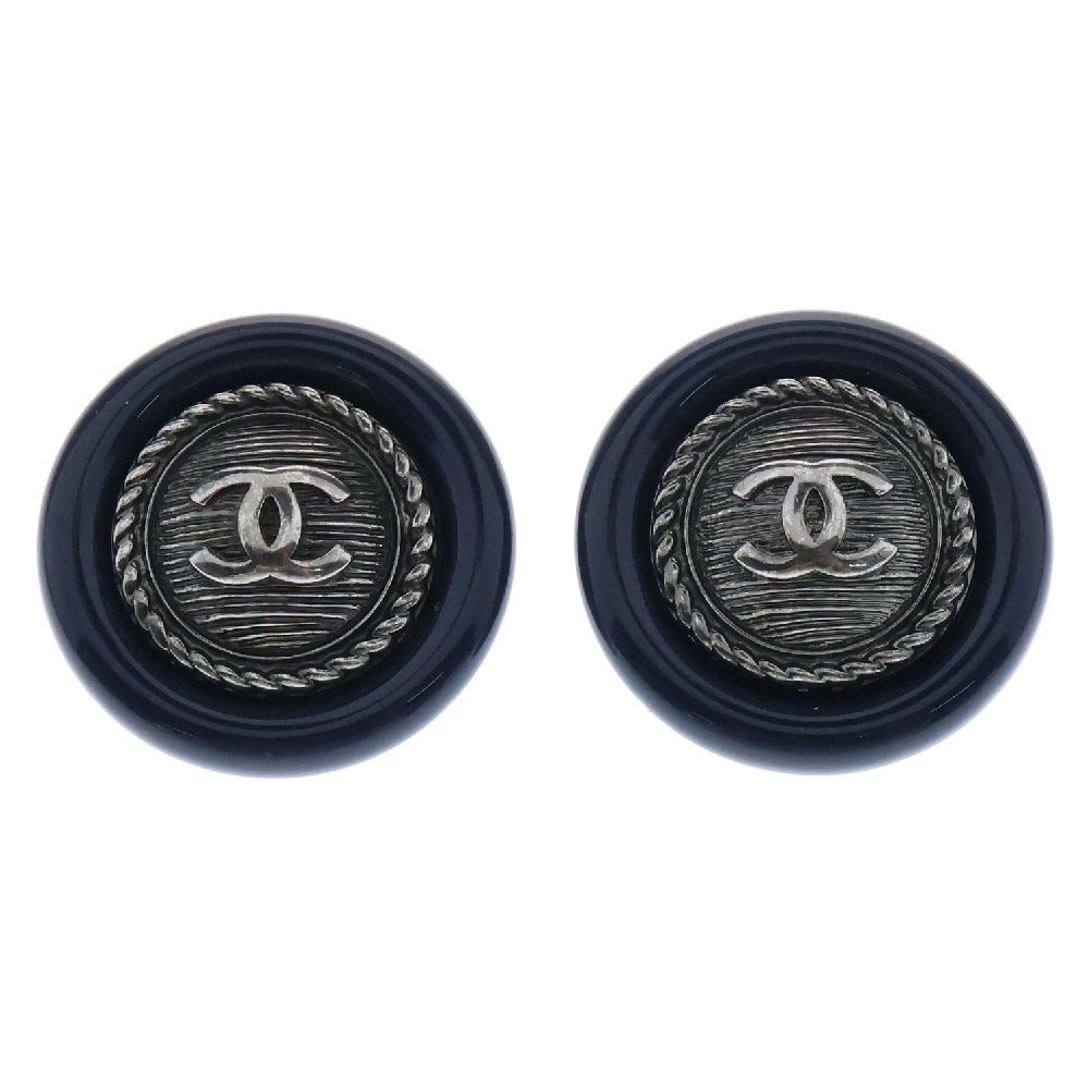 CHANEL シャネル ココマーク プラスチックピアス ネイビー