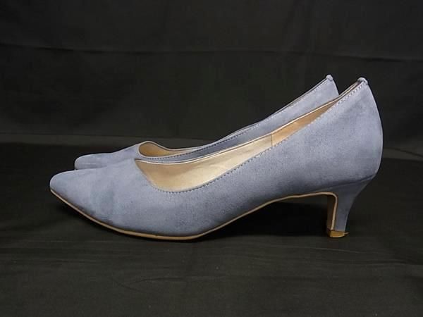 ■美品■ Launa lea ラウナレア スエード ヒール パンプス 表記サイズ 23 1/2 (約23.5㎝) 靴 シューズ ライトブルー系 DJ7057