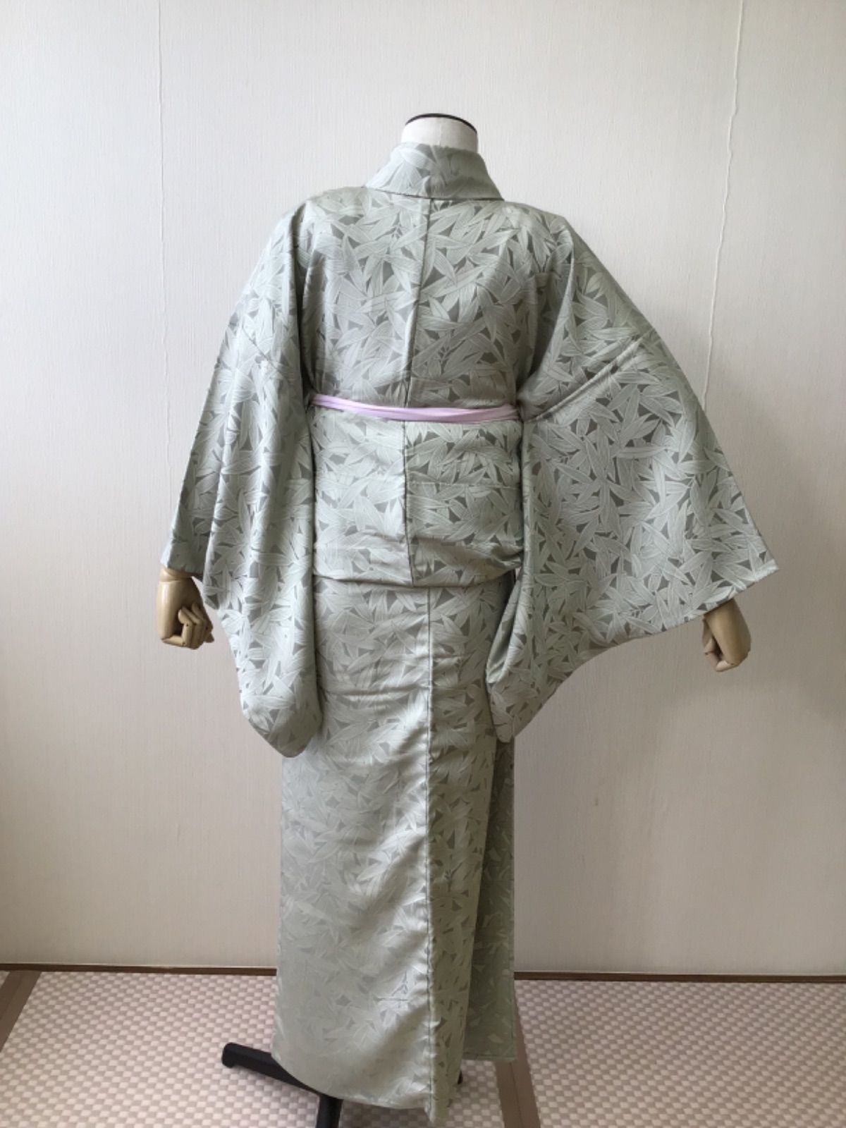 紬着物 木の葉柄
