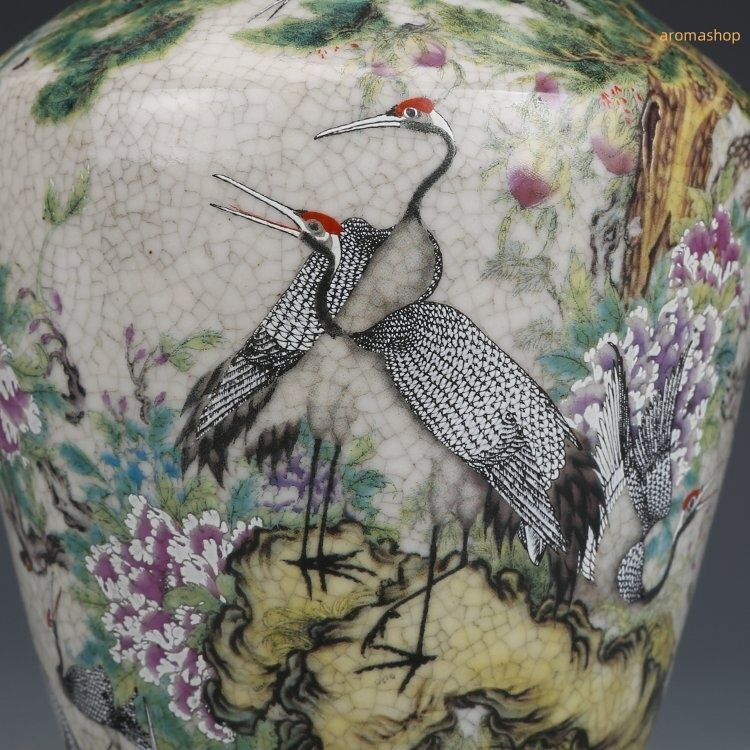 粉彩描金花鳥瓶 装飾品 花瓶 収集品 美品 景徳鎮 陶磁器 工芸品 美術品 置物 高品質 官窯 花瓶 粉彩描金 磁器 鶴紋 鳥柄景徳鎮 置物 中国陶磁