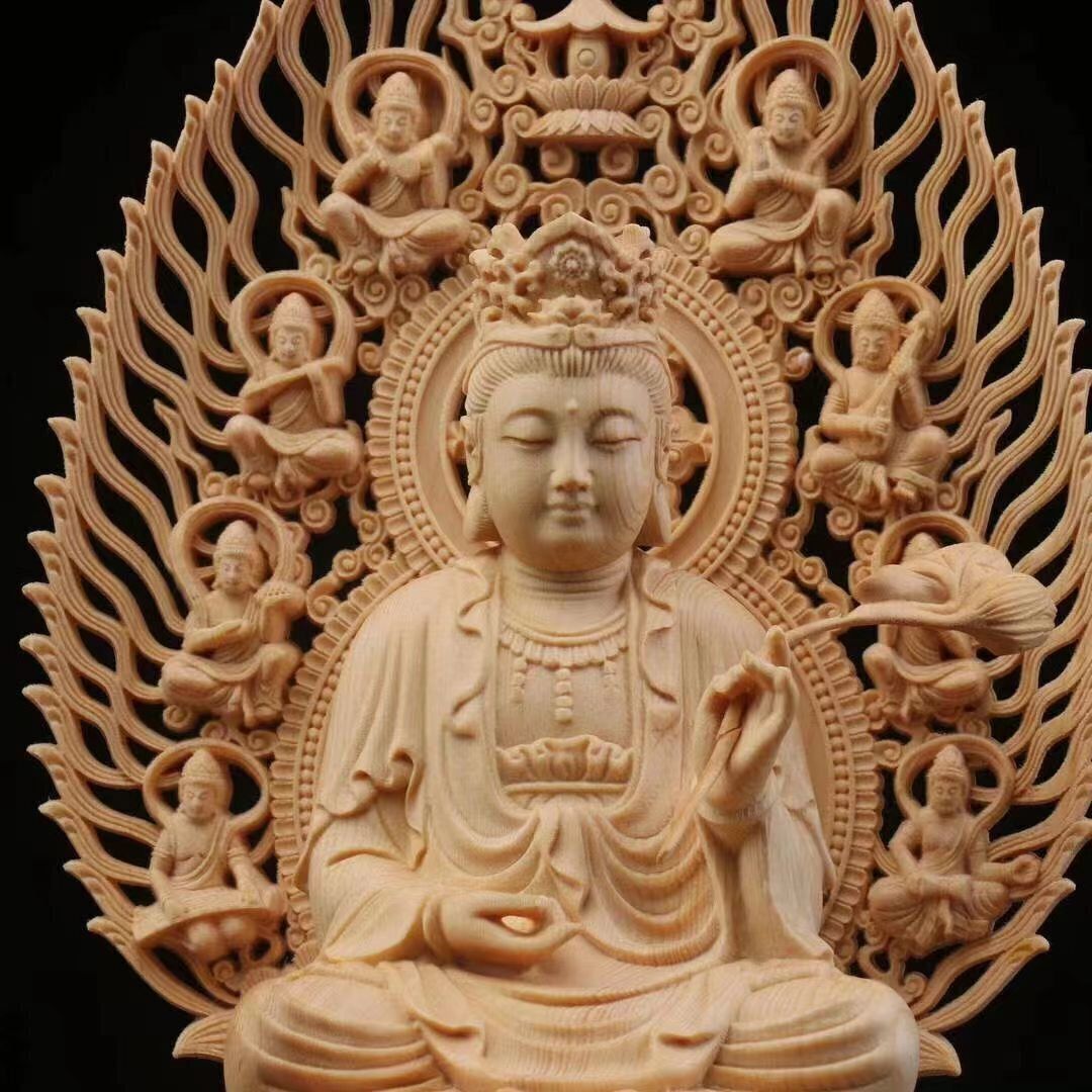 極上品☆総檜材 仏教工芸品 木彫仏教 檜木 精密彫刻 仏師で仕上げ品