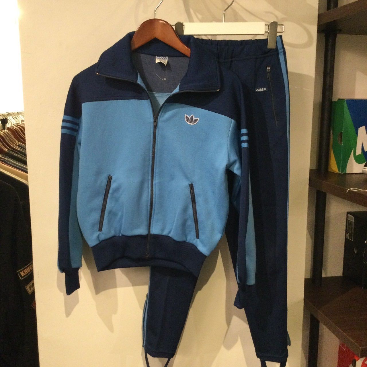 アディダス adidas トラックジャケットセットアップ 80s ブルー