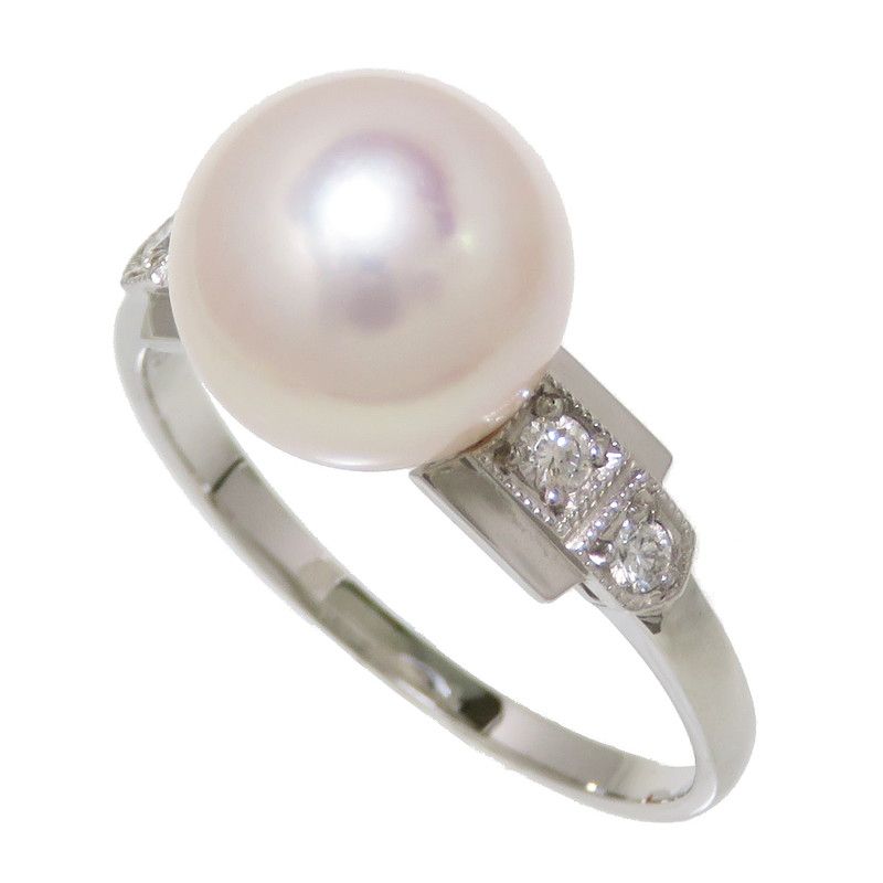 美品 ミキモト Pt950 真珠 パール約8.0mm珠 デザイン リング 指輪約65ｇ