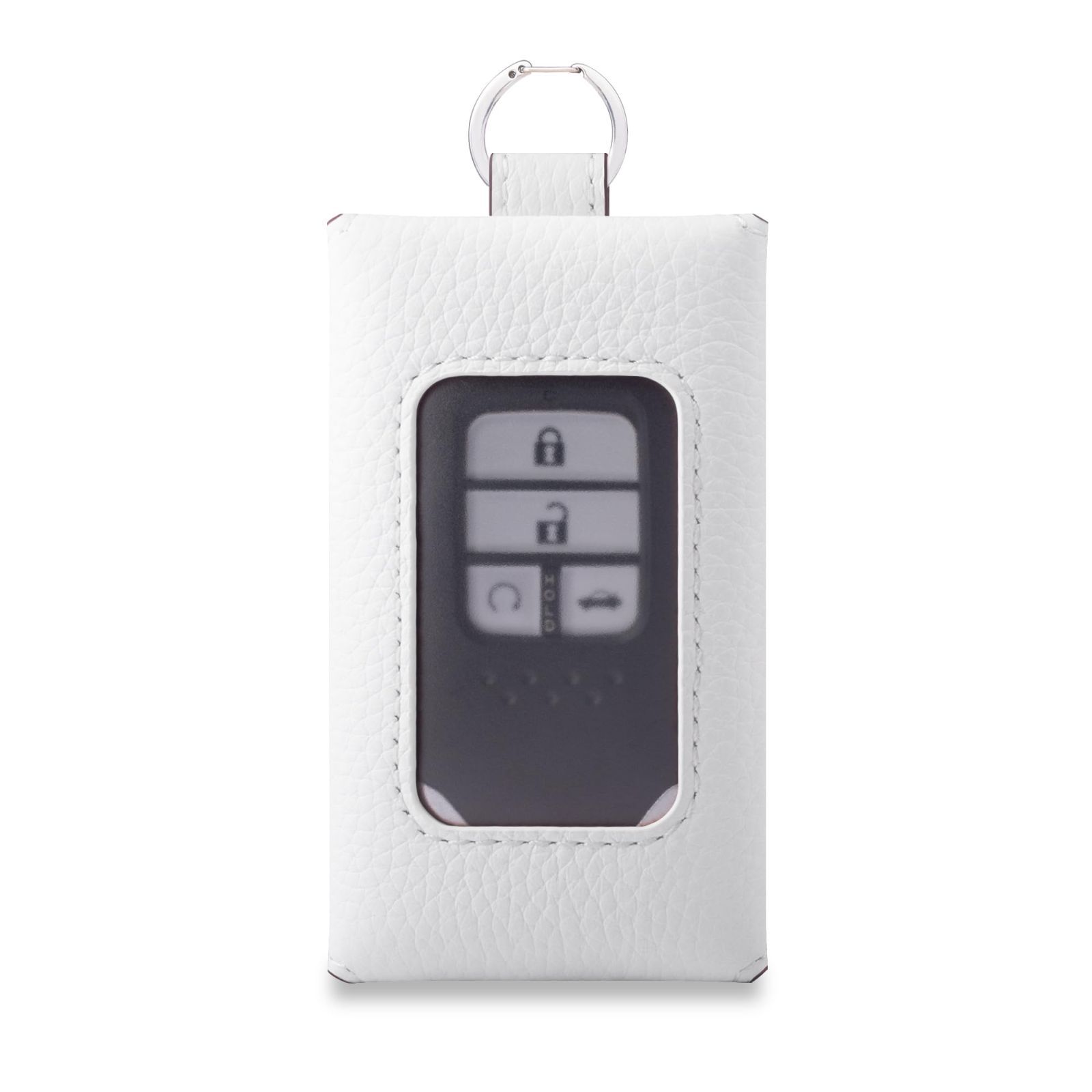 Size S_Color ホワイト COGURE コグレ スマートキーケース スマートキーホルダー 本革 窓付き カラビナリング 男女兼用 ギフトボックス COSKC Sサイズ ホワイト