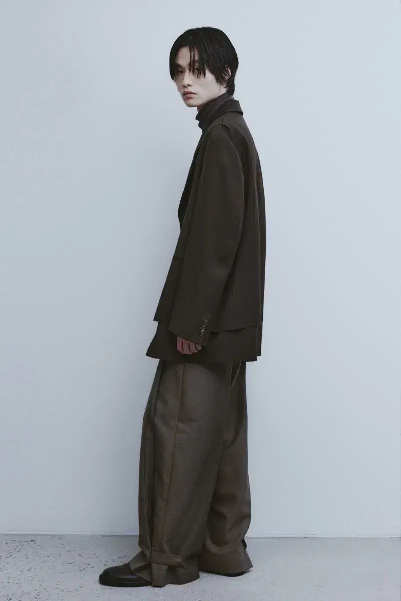 L ユース ストラップ ワイド スラックス ブラウン