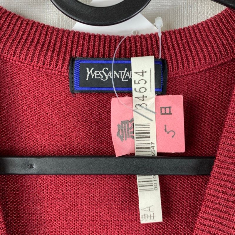 【Yves Saint Laurent】 (L) イヴサンローラン ニットベスト イヴサンローラン YVES SAINT LAURENT ベスト ニット えんじ色 L