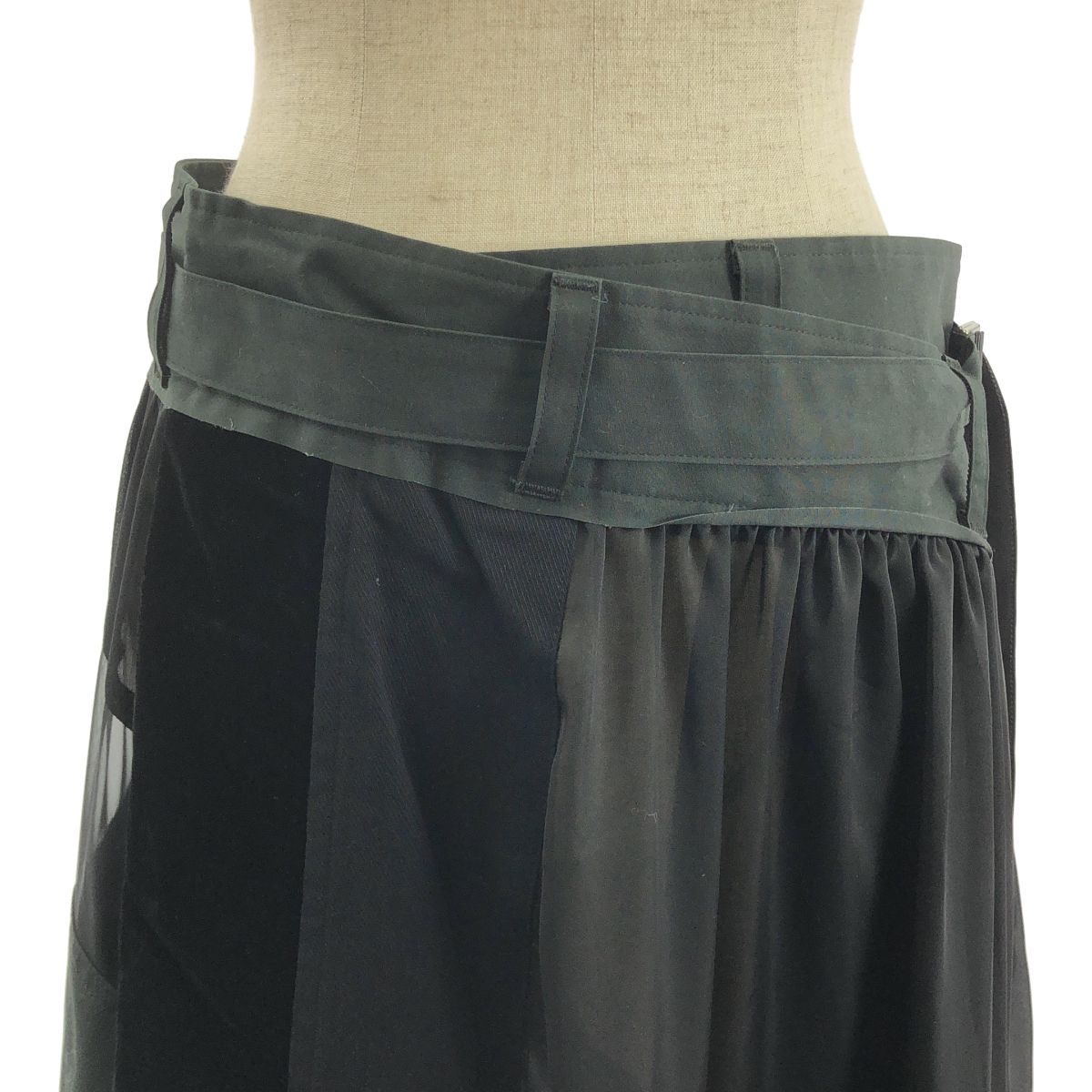 sacai / サカイ | パッチワーク シアー フレア ラップ スカート