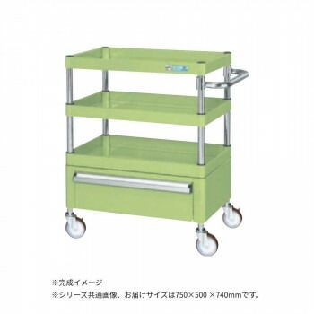 サカエ CSパールワゴン中量タイプ 引出し付 グリーン CSP-7573CNU
