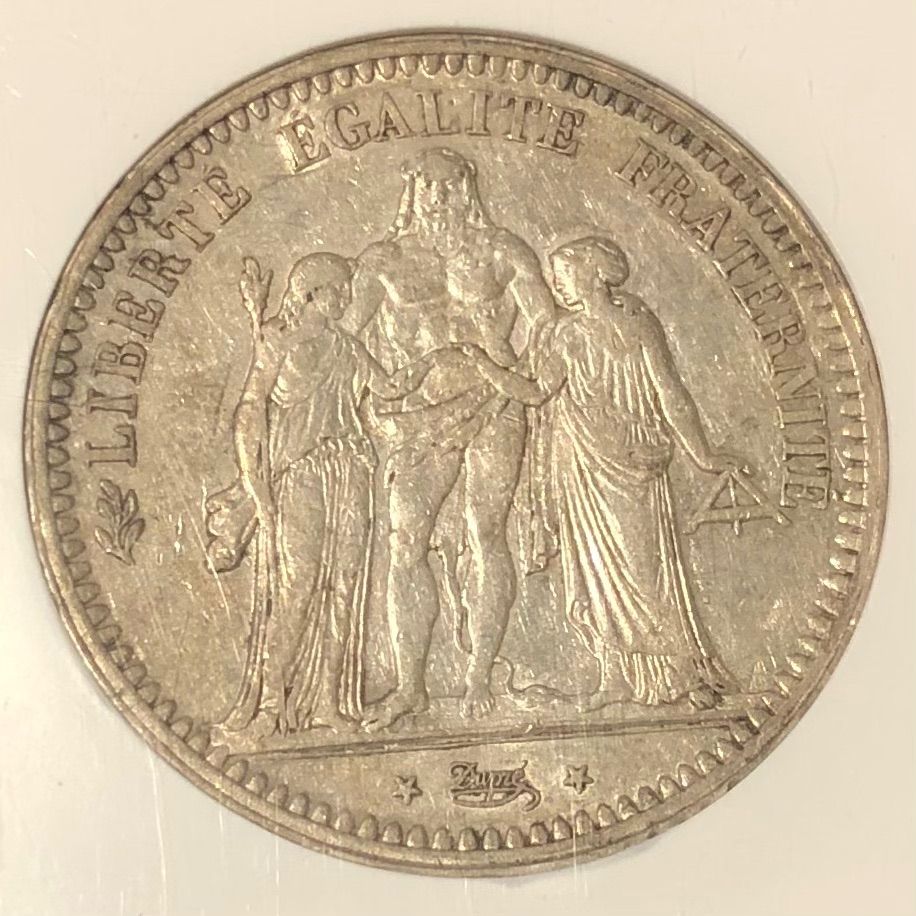 1849年 ヘラクレスと女神たち 5フラン 銀貨 第二共和政フランス