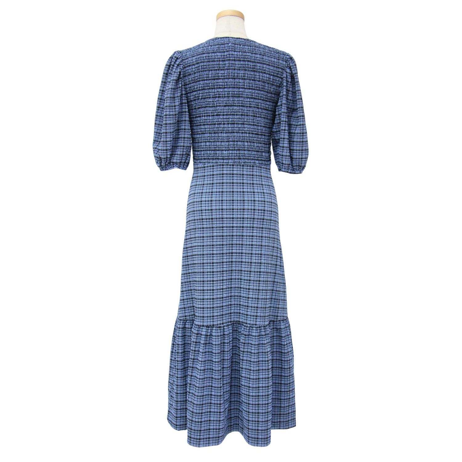 美品 GANNI ガニー ワンピース ブルー サイズ:32(XXS) チェック  