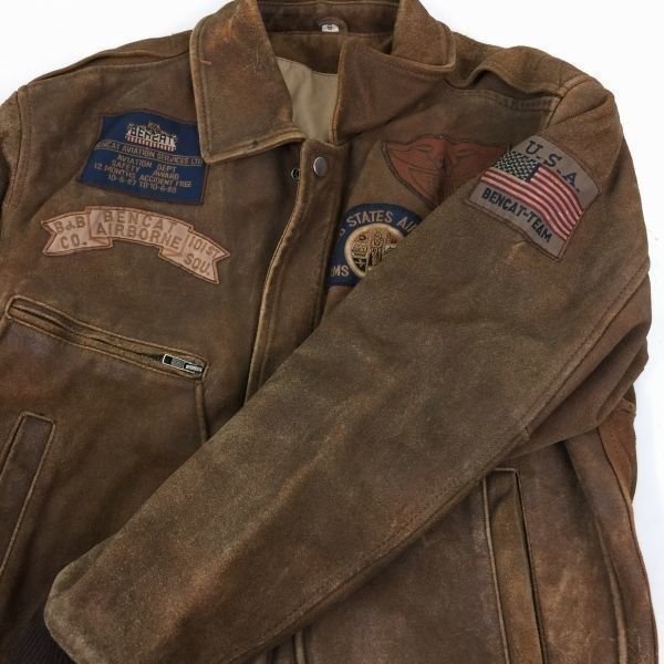 希少Vintage  米軍Bencat 1936 VGC　CHIA　ベトナム/USA空軍ボマージャケット　sizeS〈ブラウン/茶/BROWN〉色　革ジャン/bag〕菅NO.Wメじ62-2 希少Vintage 米軍Bencat 1936 VGC CHIA ベトナム/USA空軍ボマー