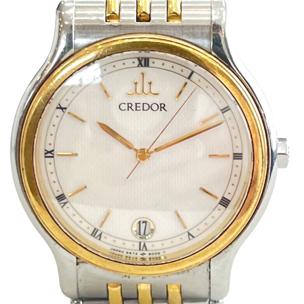 SEIKO セイコー クレドール 18KT クォーツ ウォッチ 腕時計 9572-6000 ホワイト メンズ 古着