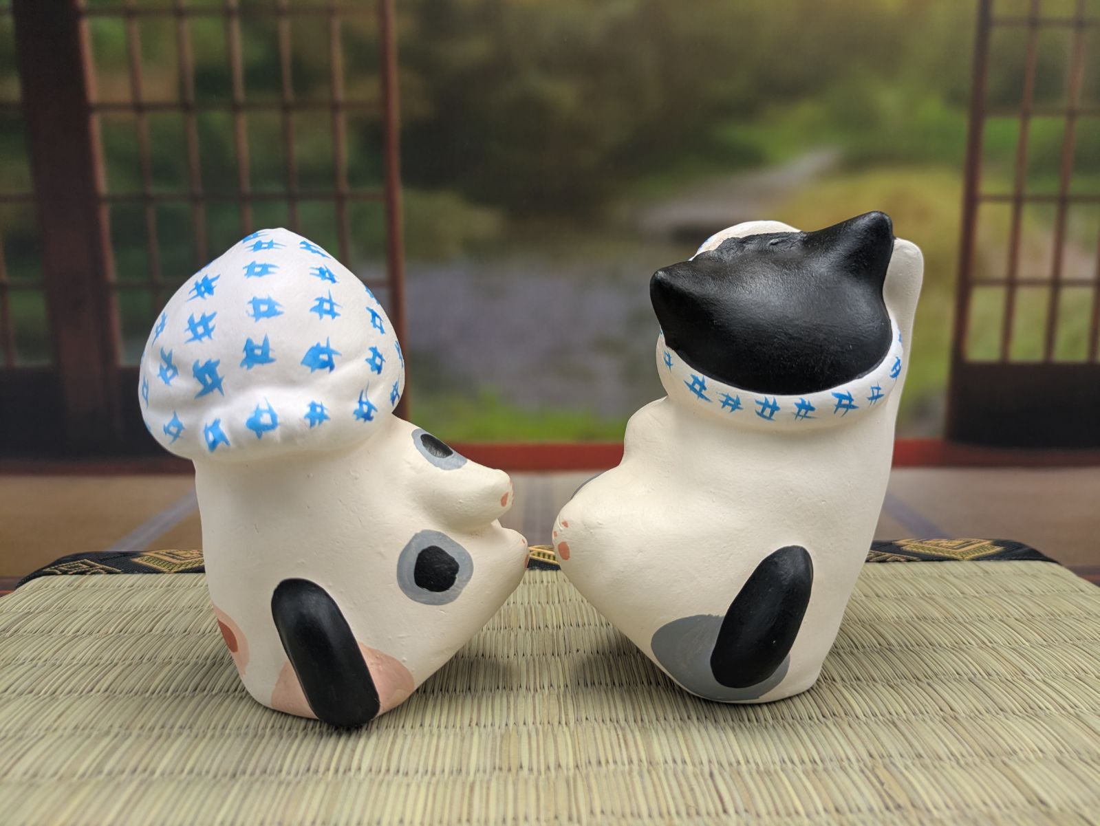 招き猫 陶器 置物 縁起物 招き猫 染付 陶器 置物 金運 縁起物 J722
