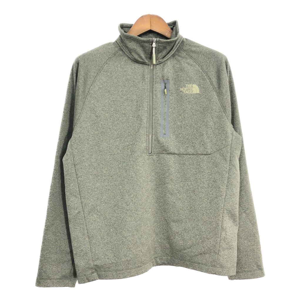 THE NORTH FACE ノースフェイス ハーフジップ プルオーバー アウトドア ワンポイントロゴ グリーン (メンズ L) 中古 古着 S8863