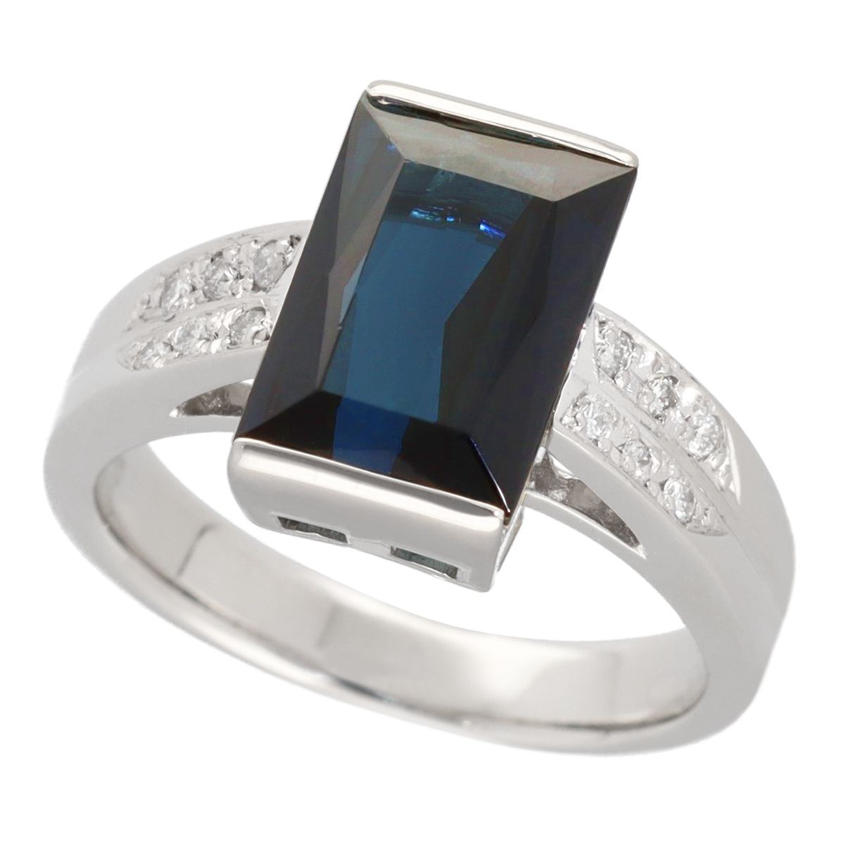 インディゴライト トルマリン(3.40ct)ダイヤモンド(0.12ct)リング 