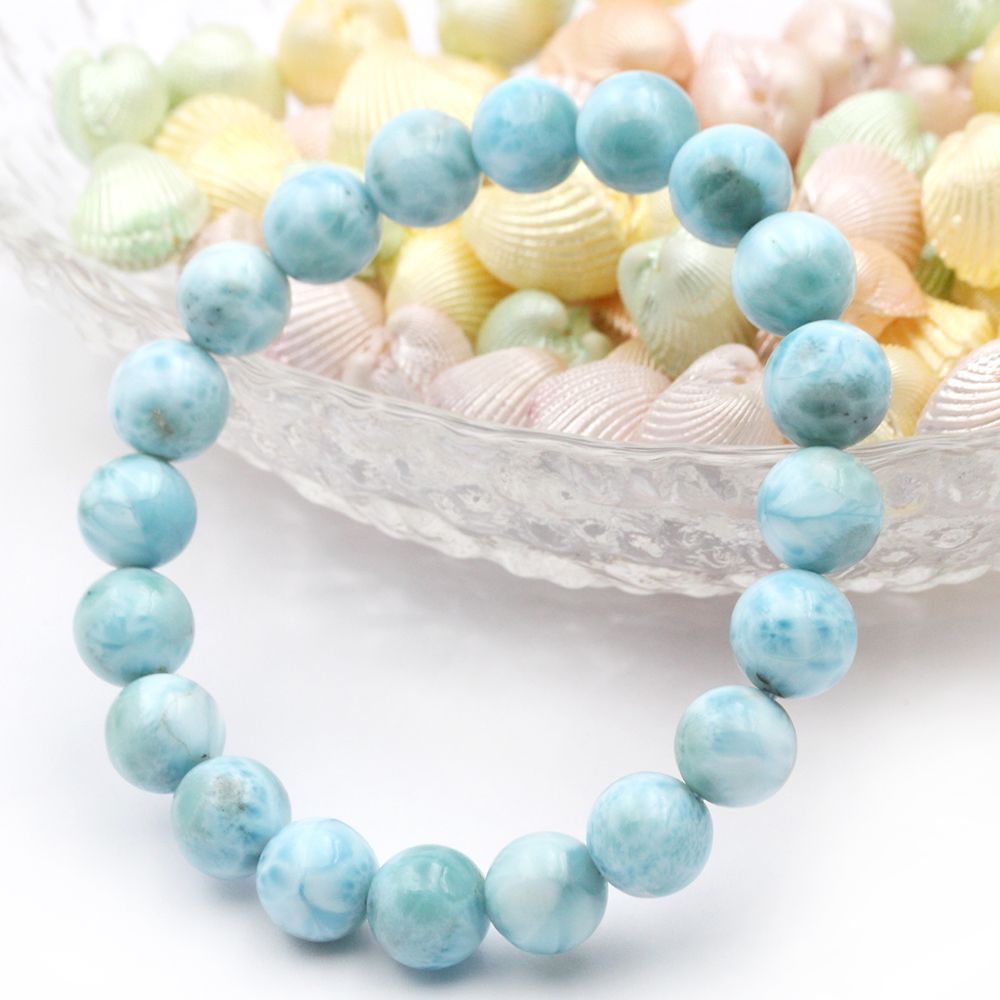 ラリマー 定価12万円 パワーストーン 一連ブレスレット 9.5mm ブル