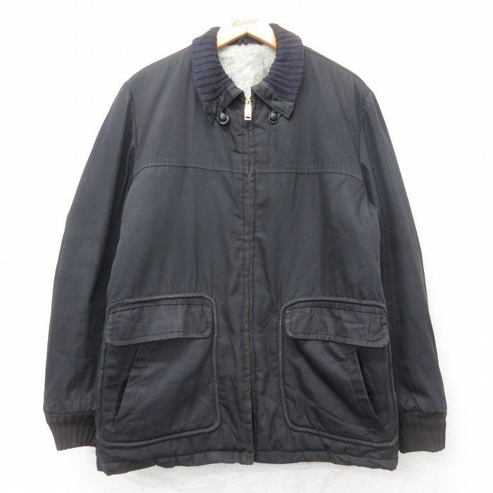 XL|古着 長袖 ビンテージ ジャケット メンズ 70s 黒 ブラック 内側ファー 25oct21 アウター ジャンパー ブルゾン