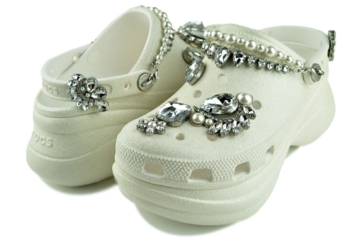 クロックス ベイ ウェディング グリッター クロッグ ホワイト crocs BAE WEDDING GLITTER CLOG WHITE 靴 シューズ サンダル ウィメンズ レディース