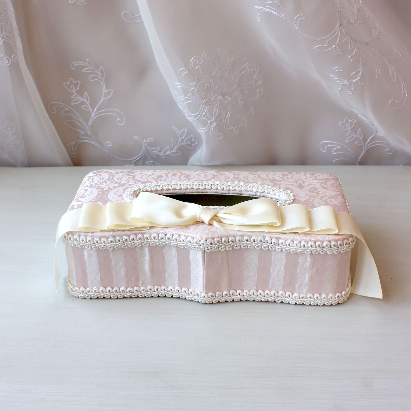 ジェニファーテイラー　ピンク　リボンボックス JenniferTaylor ティッシュボックス ジェニファーテイラー Haruno