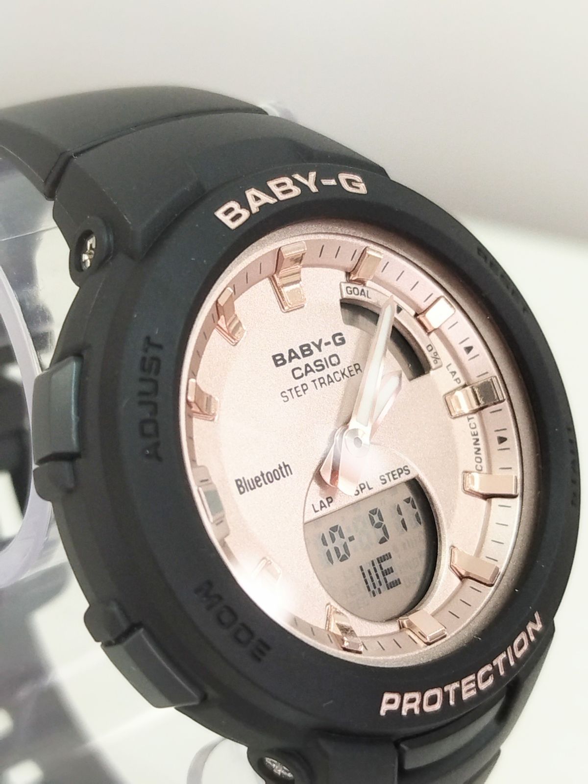 L02011□1003 海外限定カラー CASIO カシオ Baby-G ベビ－G G-SQUAD ジースクワッド Bluetooth   腕時計 ピンクゴールド×ブラック BSA-B100MF-1A